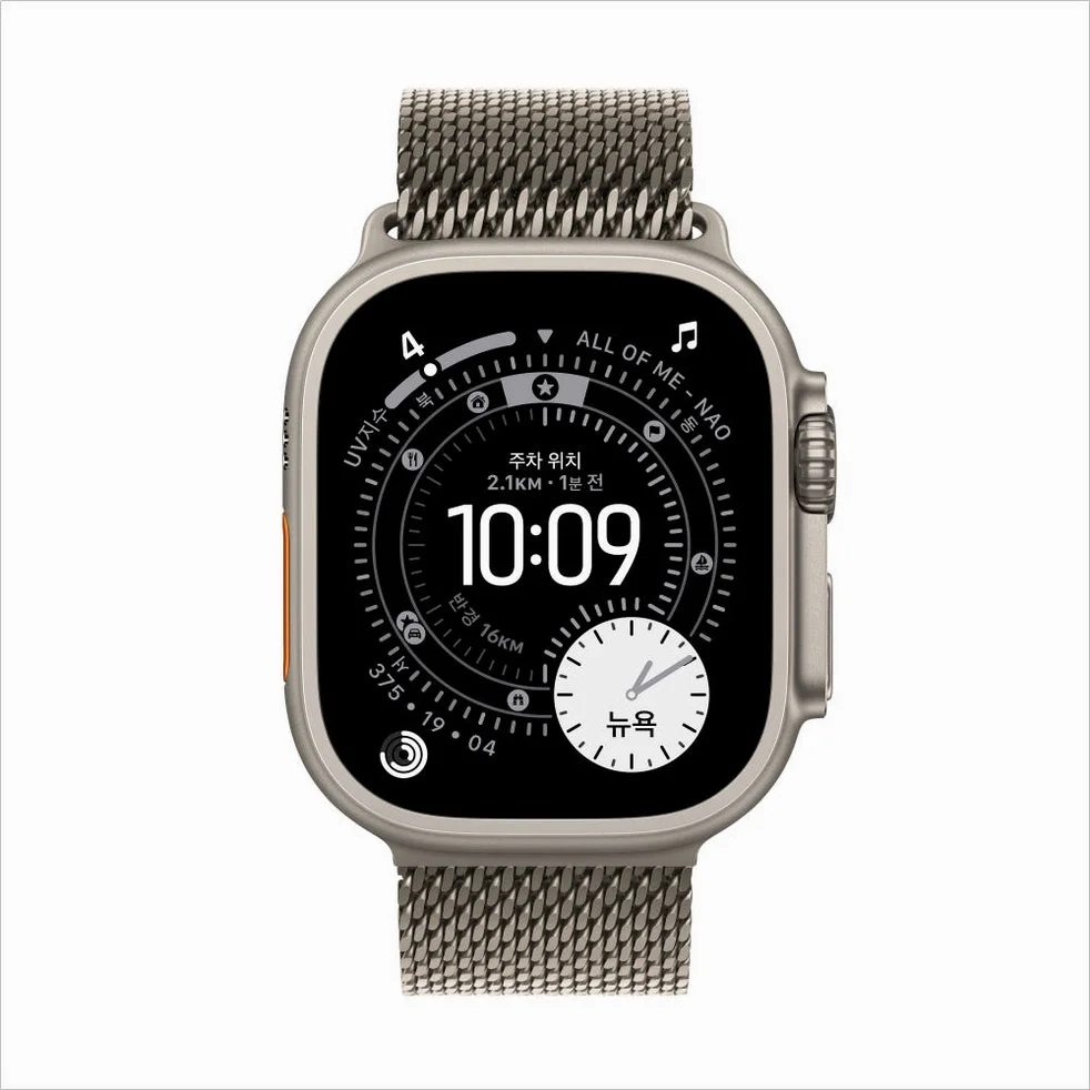 애플 애플워치 울트라 3 셀룰러 내추럴 티타늄, 49mm, 내추럴 티타늄 밀레니즈 루프M 상세 이미지 2