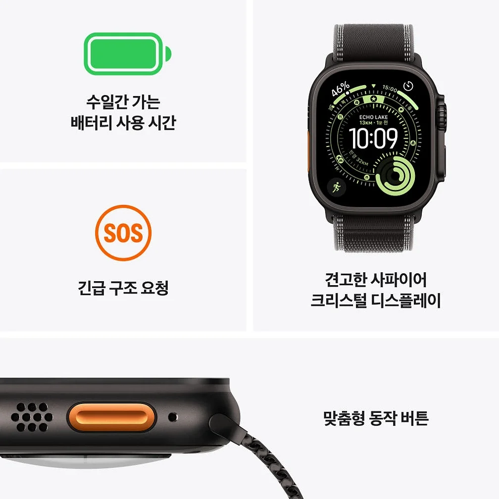 애플 애플워치 울트라 3 셀룰러 내추럴 티타늄, 49mm, 내추럴 티타늄 밀레니즈 루프M 상세 이미지 4
