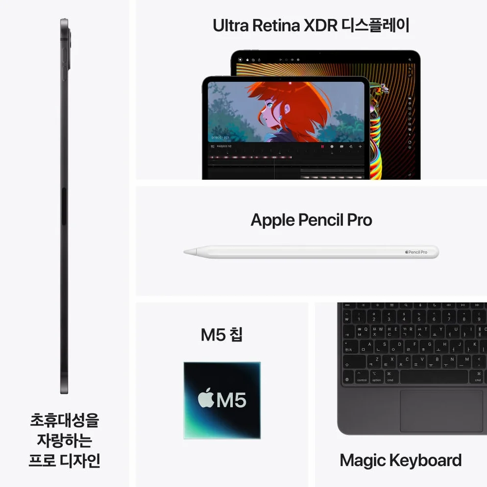 애플 아이패드 프로 13 M5 셀룰러 5G+WiFi, 256GB, 실버 상세 이미지 7