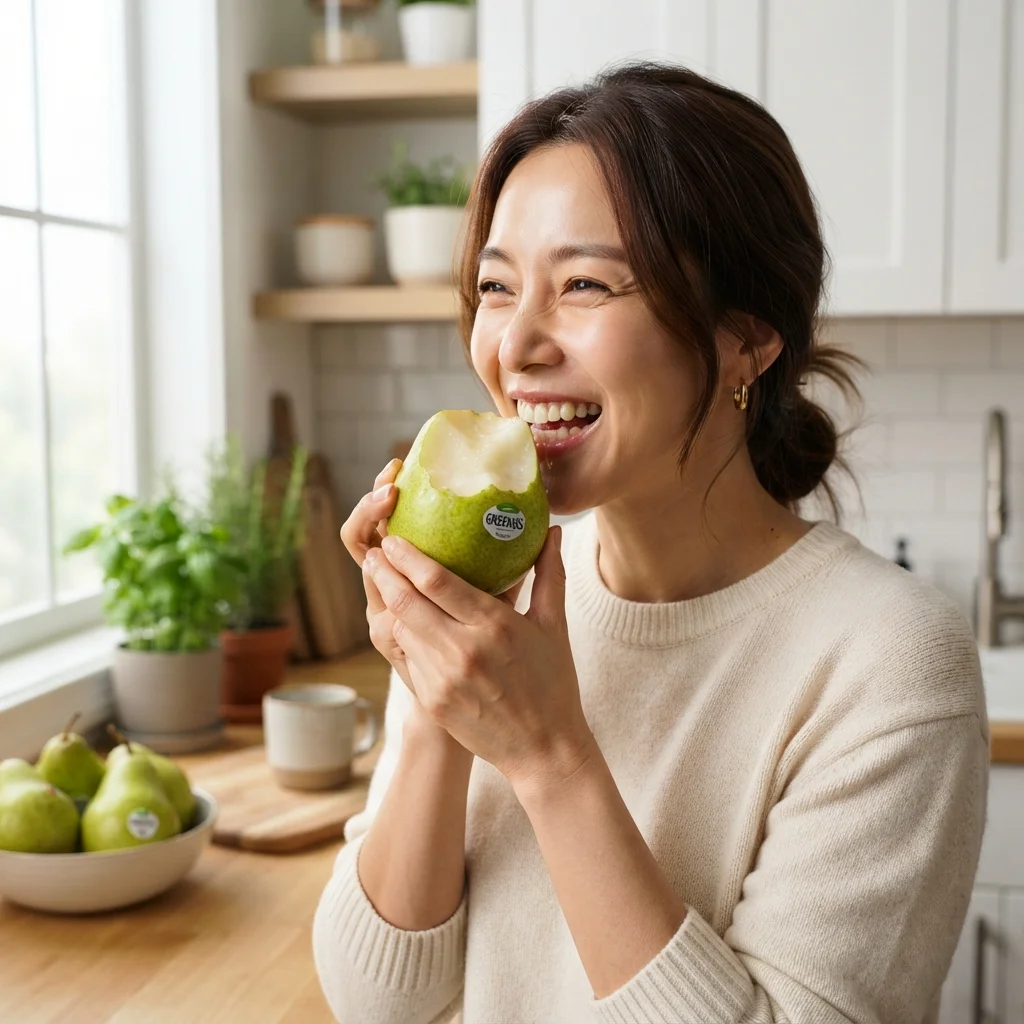 아삭 달콤! 그린시스 배의 특별한 맛과 식감, 껍질째 즐겨보세요!