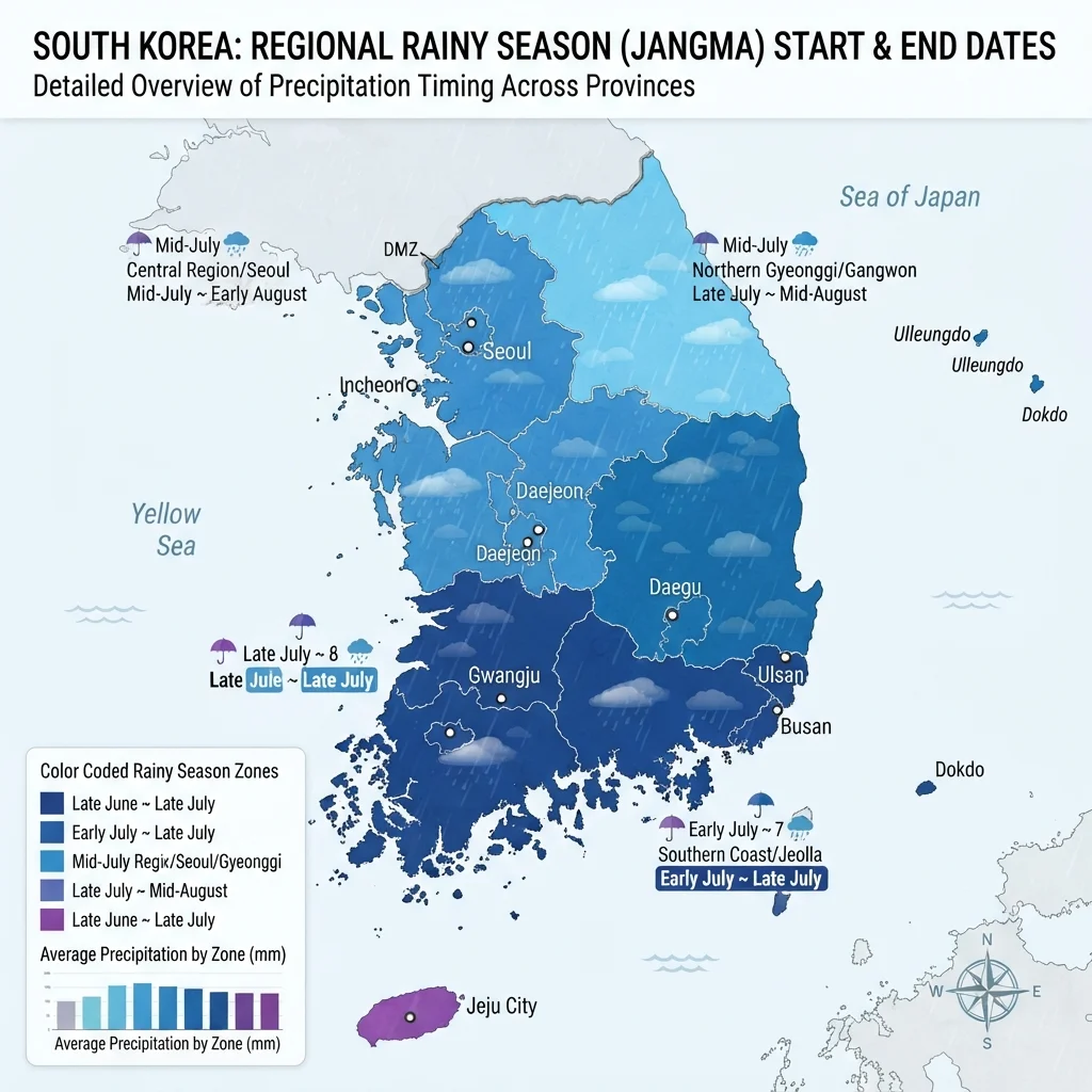 지역별 장마 시작 및 종료 시기 한눈에 보기