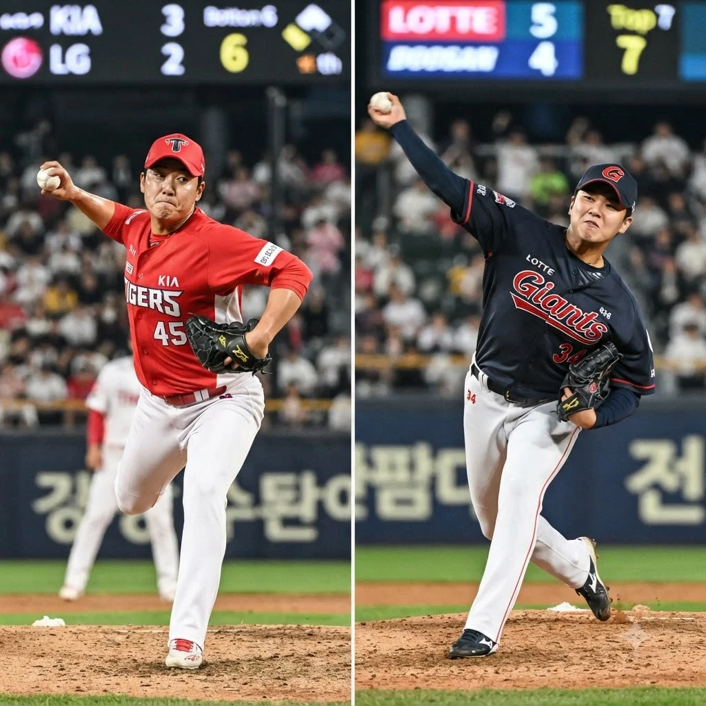양현종 vs 나균안, 에이스들의 불꽃 튀는 선발 맞대결